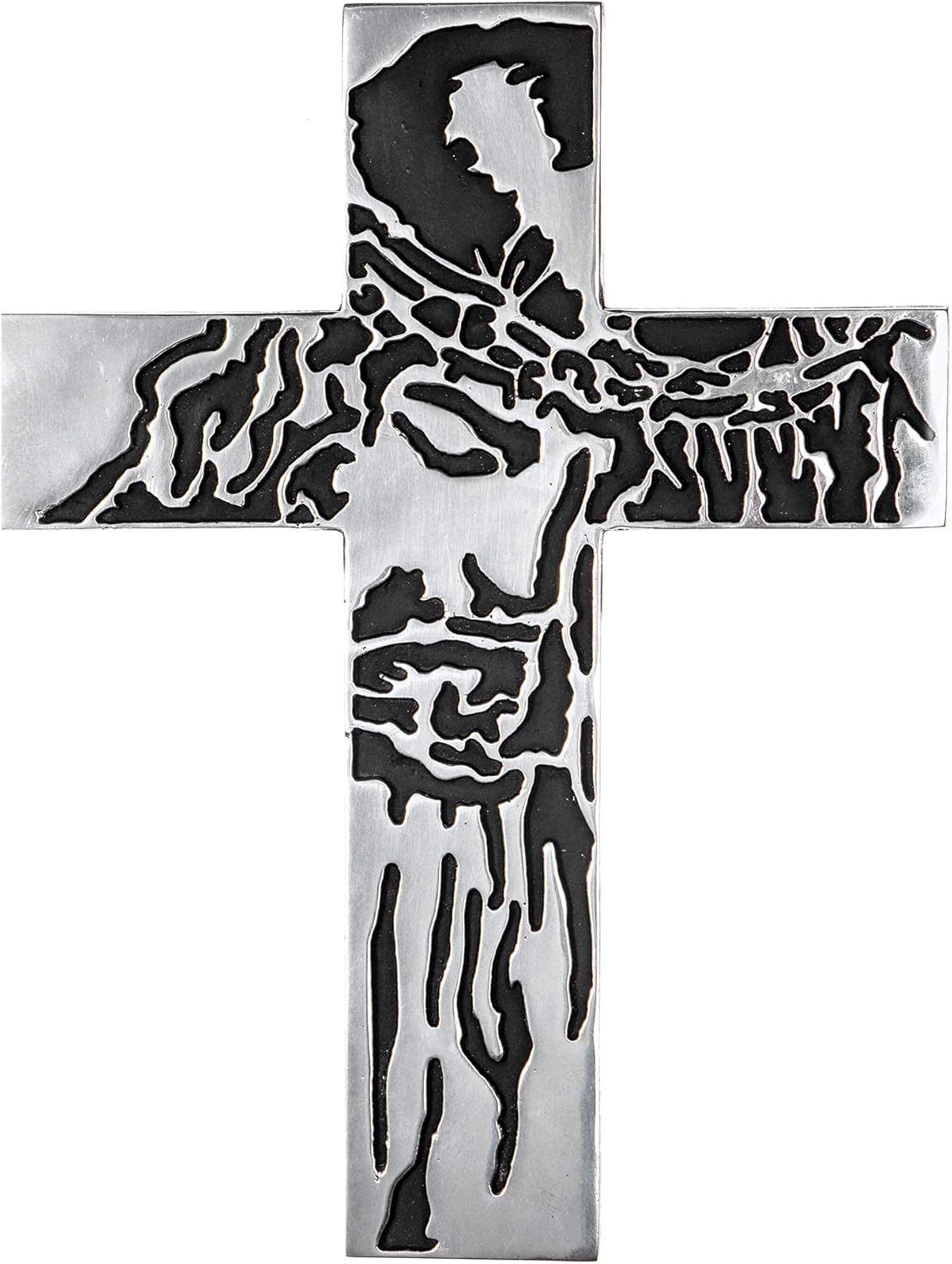 Decorative And Creative Wall Cross Metal Decorations - Large Religious Hanging Cross Wall Decor, Best For Home Decor and Gifting - Silver Nickel Finish Wall Art, Jesus Christ Design