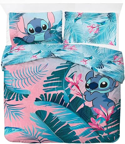 Jay Franco Disney Lilo & Stitch Floral 100% Cotton Double Duvet Cover Set
