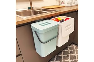 stonespace Compost Bin Kitchen，Under Sink Compost Bin Indoor Kitchen Sealed, 3.2 Gallon/12L Compost Bucket for Kitchen, Wall Mounted Trash Can，Small Trash Can with Lid，1 Pack Blue
