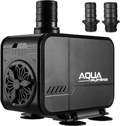 LIFERUN 45W Adjustable Flow Submersible Pond Pump 3000 L/H with 3 Nozzles