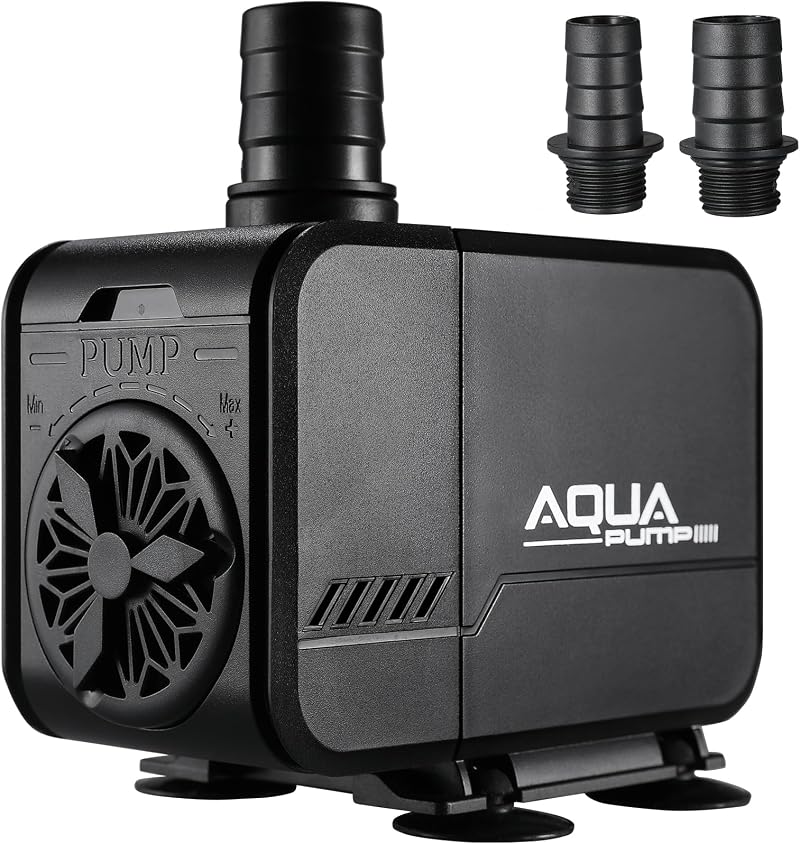 LIFERUN 45W Adjustable Flow Submersible Pond Pump 3000 L/H with 3 Nozzles