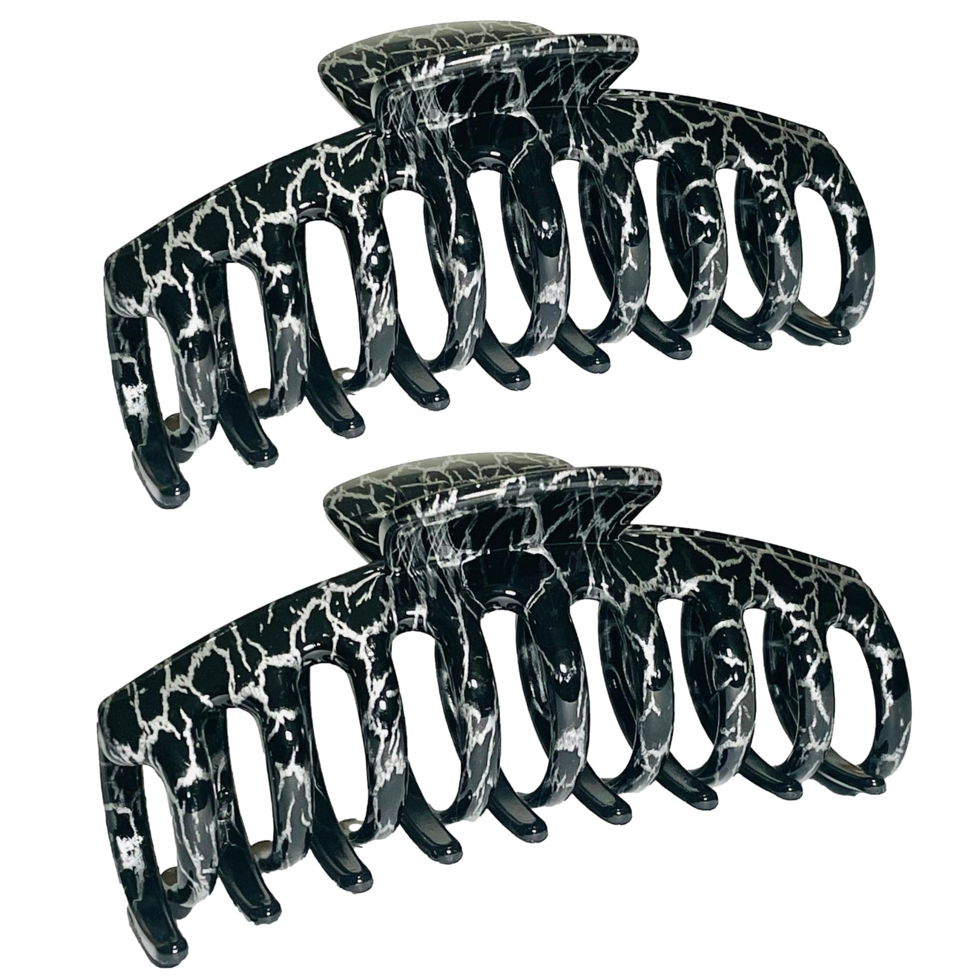 Marrie Large Hair Claw Clips for Thick Hair Nonslip Jumbo Hair Clamp Strong Big Hold Jaws Hair Styling Accessories for Women Girls Size 4.3 Inches (Black/White)