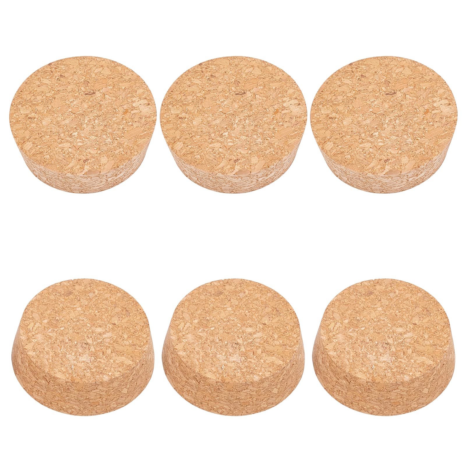 BENECREAT 6Pcs Cork Bottle Stoppers, Tapered BurlyWood Wooden Wine Bottle Cork Stoppers for Wine Beer Bottle Crafts, 6.25cm in Diameter