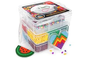 ARTEZA Kids Heat Fuse Beads Kit – 12,000 Iron-On Beads, 12 Colors, 35 Patterns, Templates, Key Rings & Storage for Kids Crafts and Activities