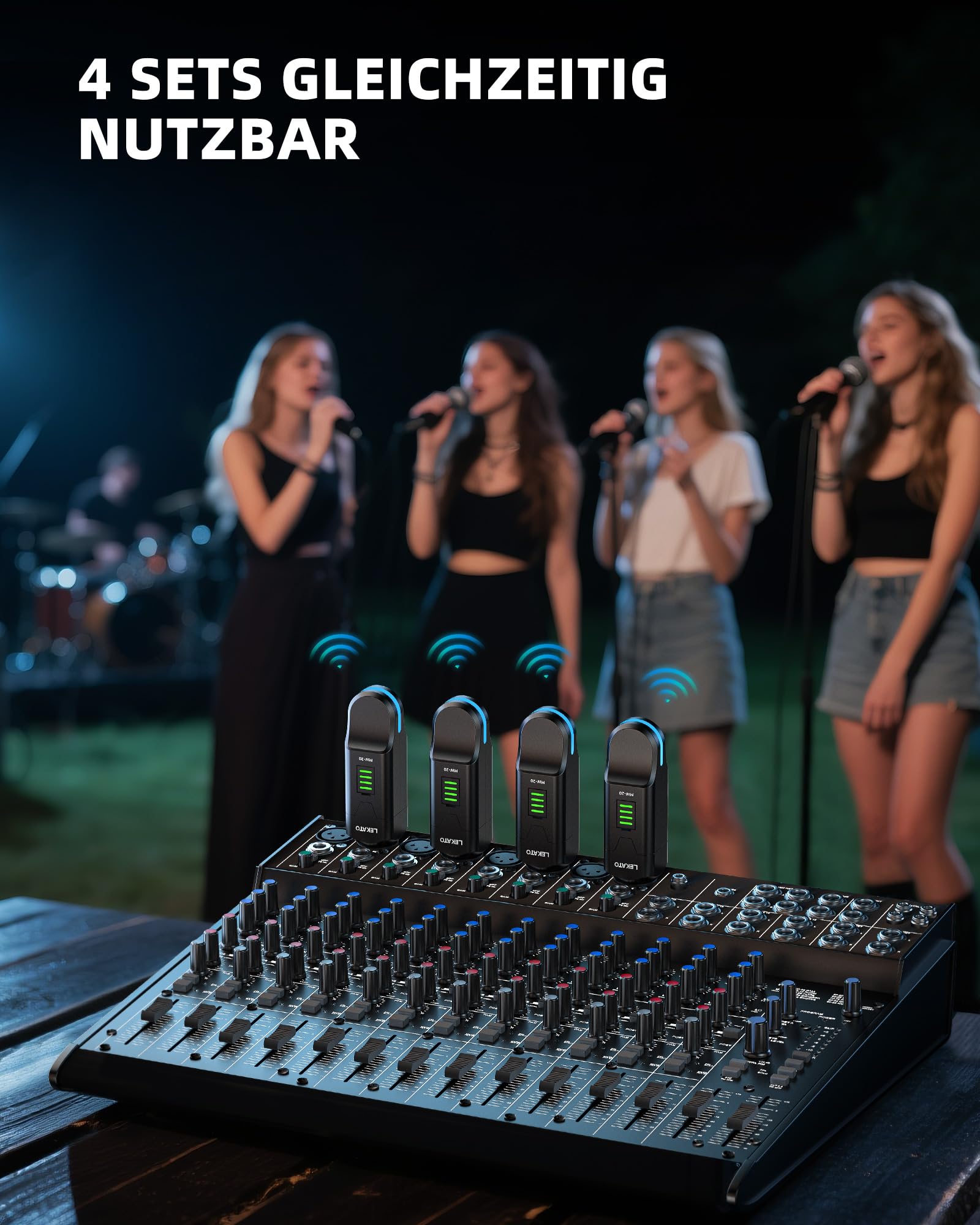 LEKATO 2,4 GHz Funkmikrofonsystem, XLR Sender Empfänger, 48V Phantomspeisung, für Kondensator & Dynamische Mikrofone, Plug & Play, 8 Std. Laufzeit, geeignet für PA, Mischpult, Live Auftritte (MW-20) 7
