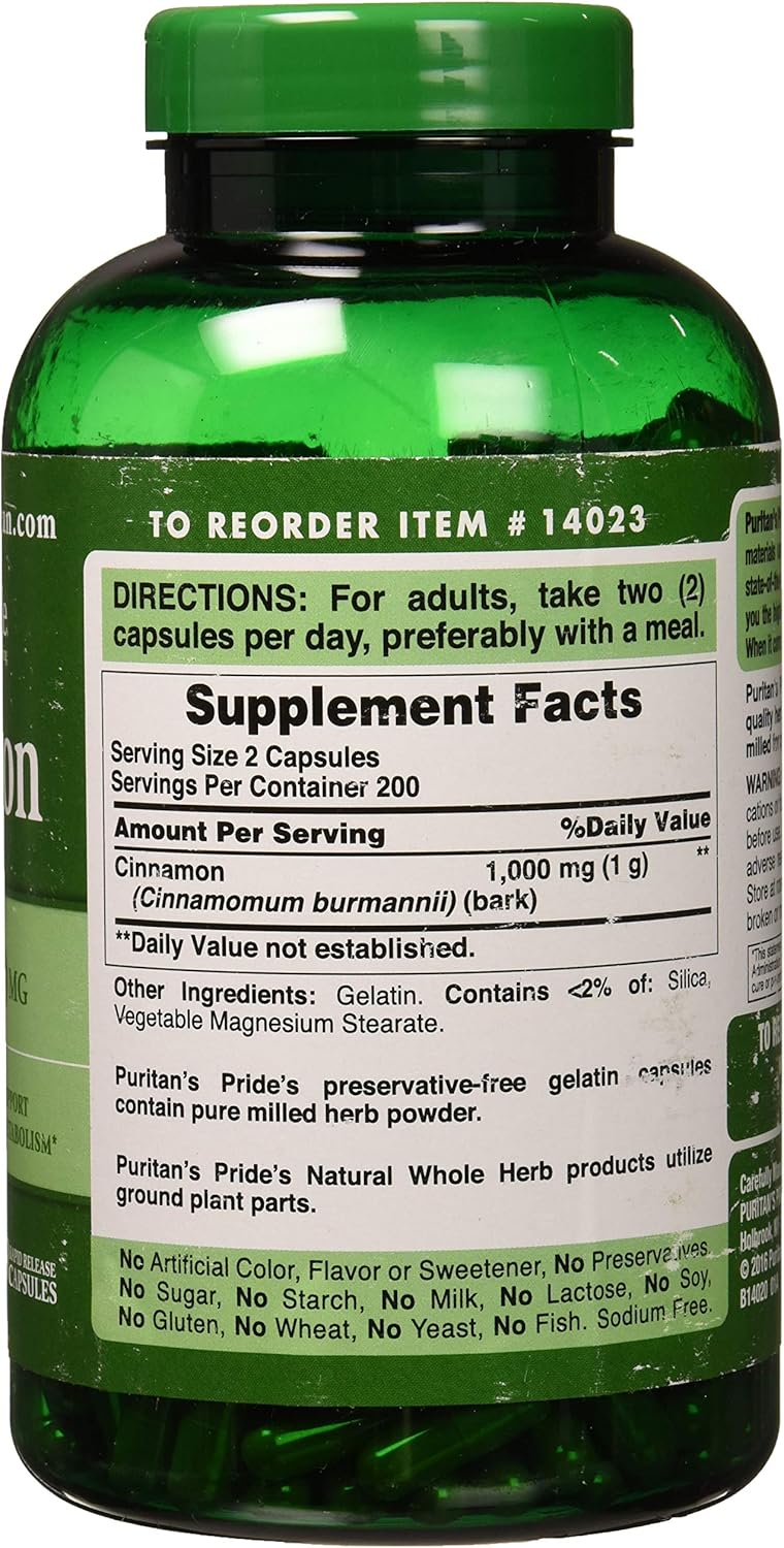 Puritans Pride Cinnamon 500 Mg, 400 Count: Health & Personal Care