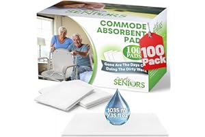 SIMPLY SENIORS Commode Absorbent Pads for Bedside Commode Liners - 100 Pads for Portable Toilet Bags- No More Days Doing The Dirty Work - For Bedside Toilet Liners, Potty Bags for Portable Toilet, Potty Chair Liners
