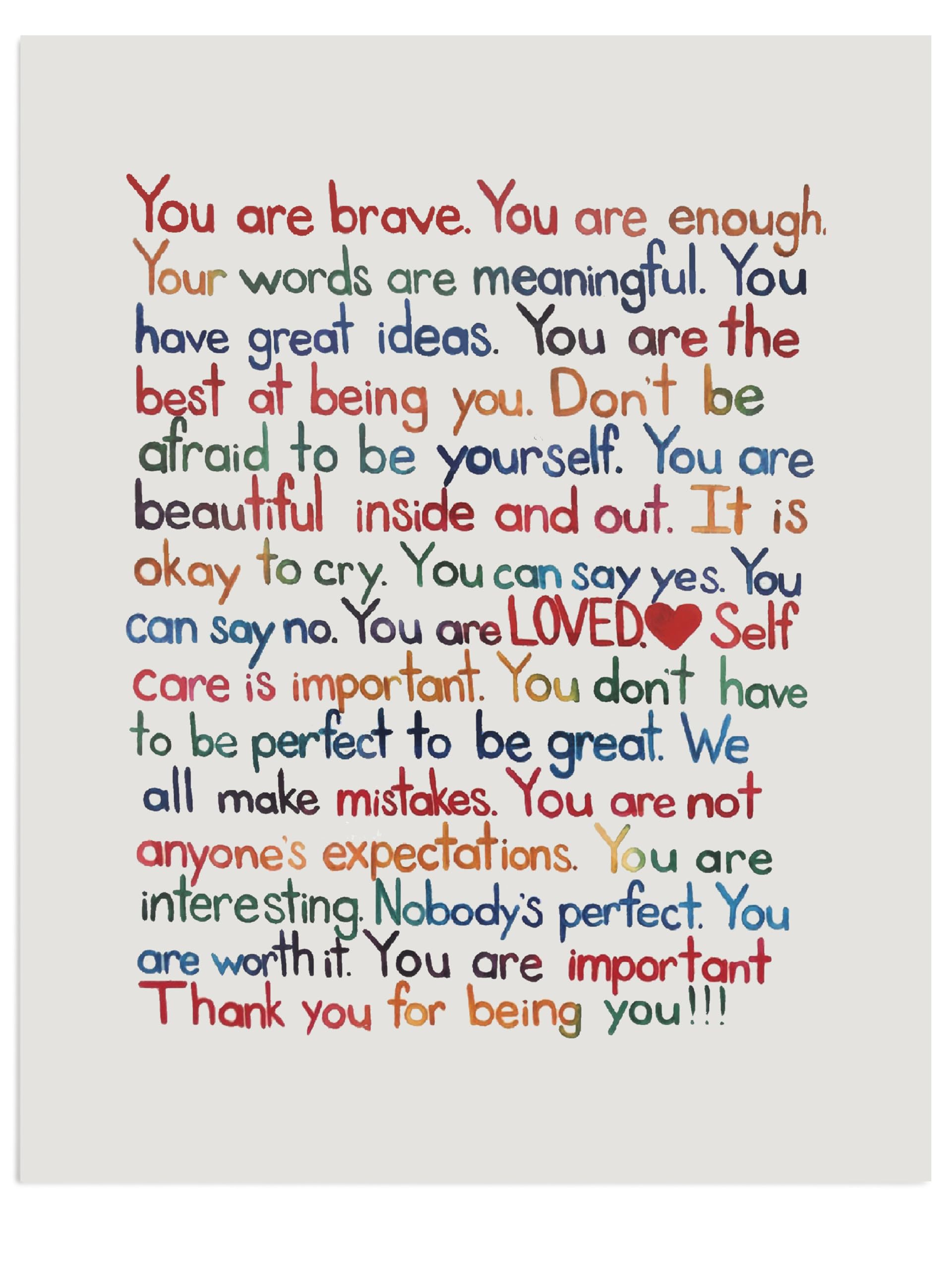 Photo 1 of “You Are Brave, You Are Enough” Inspirational Wall Art Print – Affirmation Typography Poster for Self-Love, Mental Health – Classroom, Office, Bedroom, Therapy Room Décor – 8x10 Unframed