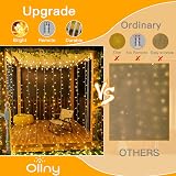 Ollny 300LED Curtain Lights 3x3m Mains Powered Waterfall with Remote 8 Modes view 2