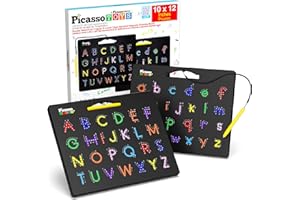 PicassoTiles 2-in-1 Double Sided Magnetic Alphabet Board ABC A-Z Upper Case Capital and Lowercase Letter Writing Reading Play