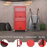 TANGZON Lockable Rolling Tool Cabinet with Middle Compartment Red view 4
