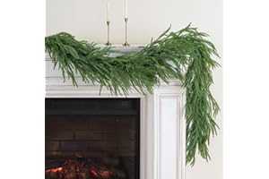 9FT Artificial Norfolk Pine Garland, Realistic Christmas Greenery Garland for Mantle, Staircase, Banister, Fireplace, Wall, D