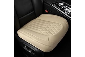 BWTJF 2 Pack Front Car Seat Bottom Covers, Universal Auto Seat Cushions, Nappa Leather Full Wrapping Edge Compatible with Most of Vehicles - SUVs/Sedans/Pickup Trucks, Beige