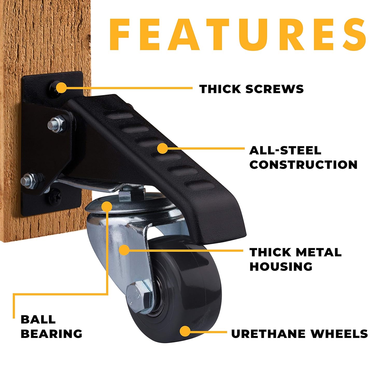 Workbench Casters - 4 Extra Heavy Duty Retractable casters, 840 lbs. Weight Capacity, Urethane Wheels: Industrial & Scientific