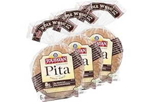 Toufayan Bakeries, Whole Wheat Pita Bread | Vegan | Cholesterol Free | Kosher (3 Pack, 18 Pitas Total)