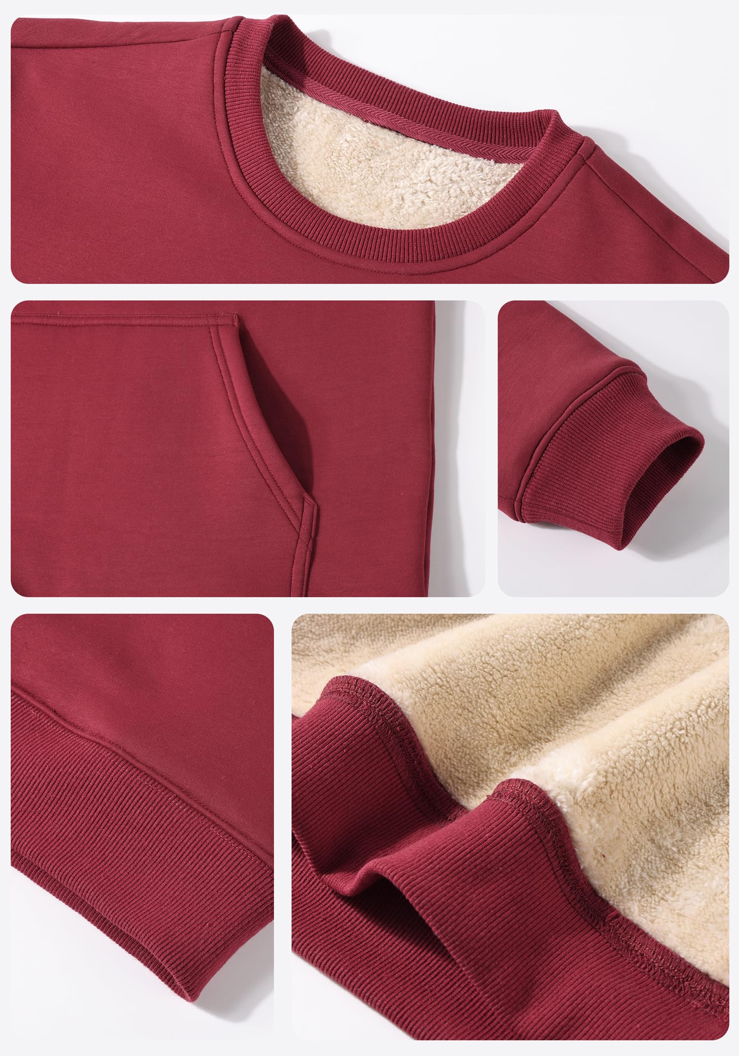 Peakwell Winter Pullover Herren Warm Sherpa Fleece Sweatshirts Thermo Arbeitspullover Langarm Shirts, Schwarz, L 4