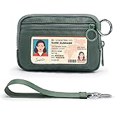 Wristlet Wallet for Women with Clear ID Window, Zip Coin Purse and Keychain | 3 Card Slots, Exterior Zip Pocket, Inner Mesh Pouch, Lipstick Holder, Detachable Wrist Strap, Lightweight Nylon