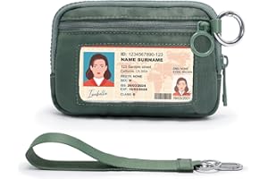 YDF The Iris Wallet for Women Mini Zip Card Case with Clear ID Window Zipper Coin Purse Lightweight Portable Keychain Wallet