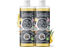 BRITTANIE'S THYME Brittanie's Pure Castile Pet Wash - 32oz 2 Pack | Gentle Shampoo + Conditioner for Dogs, Cats, Horses | Improves Coat | for Allergies and Itching | Deodorizes, Moisturizes & PH Balanced