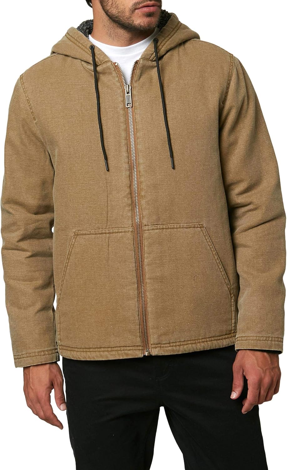 O'NEILL Men's Hooded Zip Up Canvas Jacket (Tobacco/Chapman, XL): Clothing