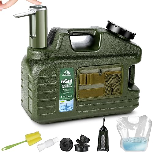 5 Gallon Camping Water Jug, Water Container with Pump Spigot Leak Proof Design Emergency Water Storage Containers with Portable Tool Bag Water Tank for Camping, Outdoor, Hiking, Picnic, Road Trip