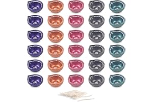 KSJONE 30 Pcs Hand Painted Diya with Cotton Wicks Oil Lamp Indian Festive Home Decoration Traditional Temple Pooja Laxmi Puja Diyas Diwali Decor