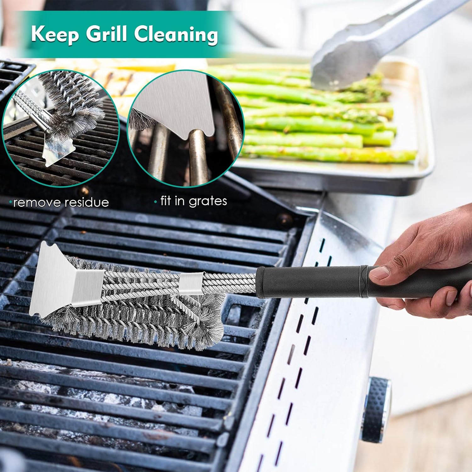 HaSteeL Grilling Utensil Set 18in, Stainless Steel BBQ Accessories Tools with Bag for Outdoor Cooking Camping, Heavy Duty Grill Spatula, Tong, Meat Fork, Basting Brush, Cleaning Brush, Man’s Gift : Garden & Outdoor