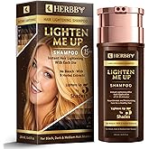 HERBBY Hair Lightening Shampoo, Bleach-Free with 9 Herbals Formula for Lightening Black, Dark &amp; Medium Hair Colors &ndash; Instant Lightening with each use, No Damage &ndash; 250ml