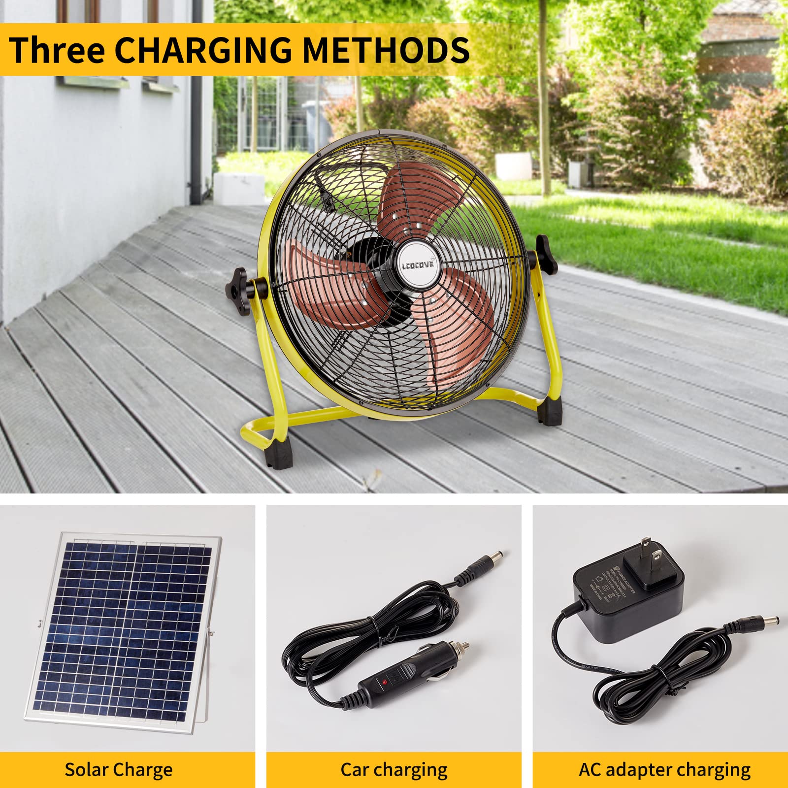 Solar Powered Fan, Battery Operated Outdoor Fan Can Running 5-24 Hours, Solar Fans For Shed,Home，Ouside,Camping，Solar fan with USB Output For Emergency Situation Without Electric
