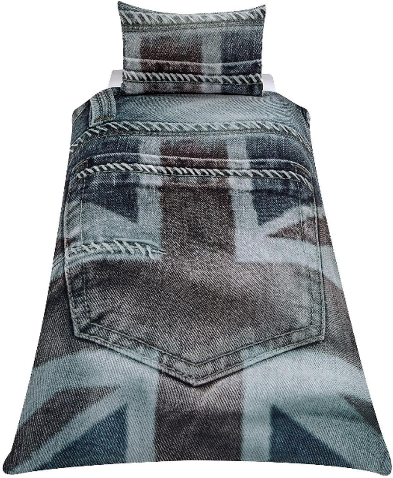 SkyBrands Union Jack Denim Single Duvet Cover Set