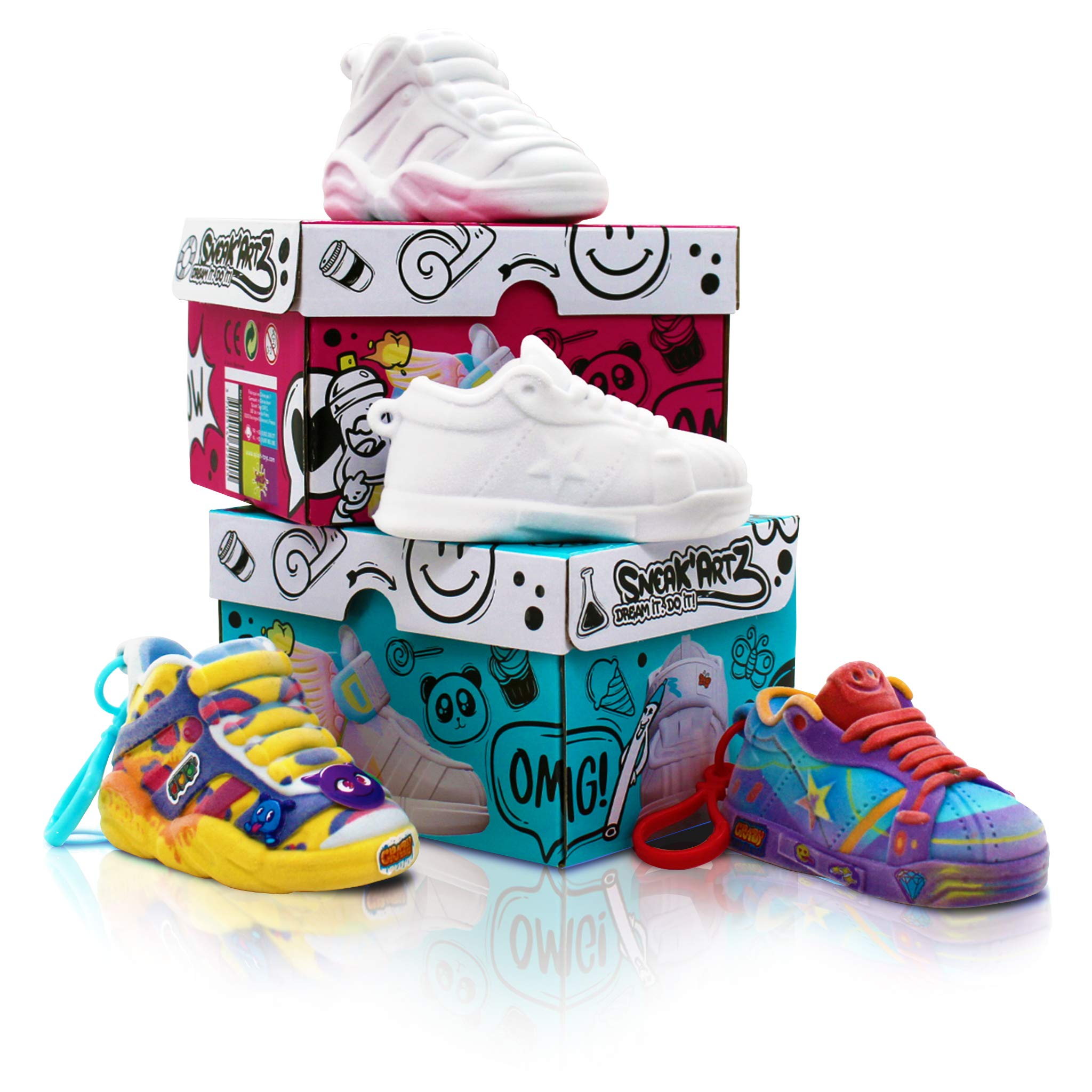 Splash Toys SNEAK'ARTZ SHOEBOX Blue and Fuchsia – Creative Hobbies Design and Personalise Your Trainers – From 5 Years Old