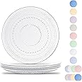 Yungala Glass Plates set of 4 Vintage Glass Dinner Plates – Clear Glass Plate Set with Hobnail Design, Elegant Vintage Dinnerware, Perfect for Upscale Dining Each glass plate is 10.5inches.