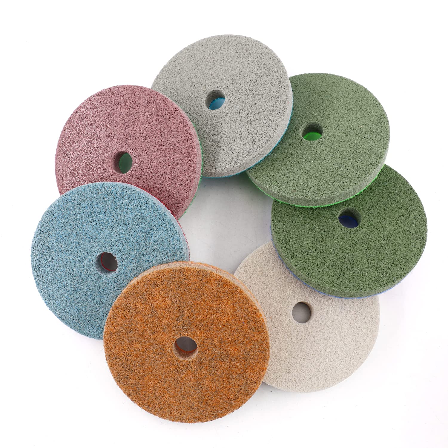 HOMESOM 5 inch Polishing Pads Wet Use Sanding Disc Concrete Granite Marble Cleaning Buffing Wheel Grit 300-10000 7pcs