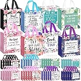 Riakrum 32 Pcs Religious Gift Bags Bulk for Women, Non Woven Christian Gift Bag with Handle, Reusable Flower Religious Baptism Bible Verse Tote for Catholic Theme Party Favors