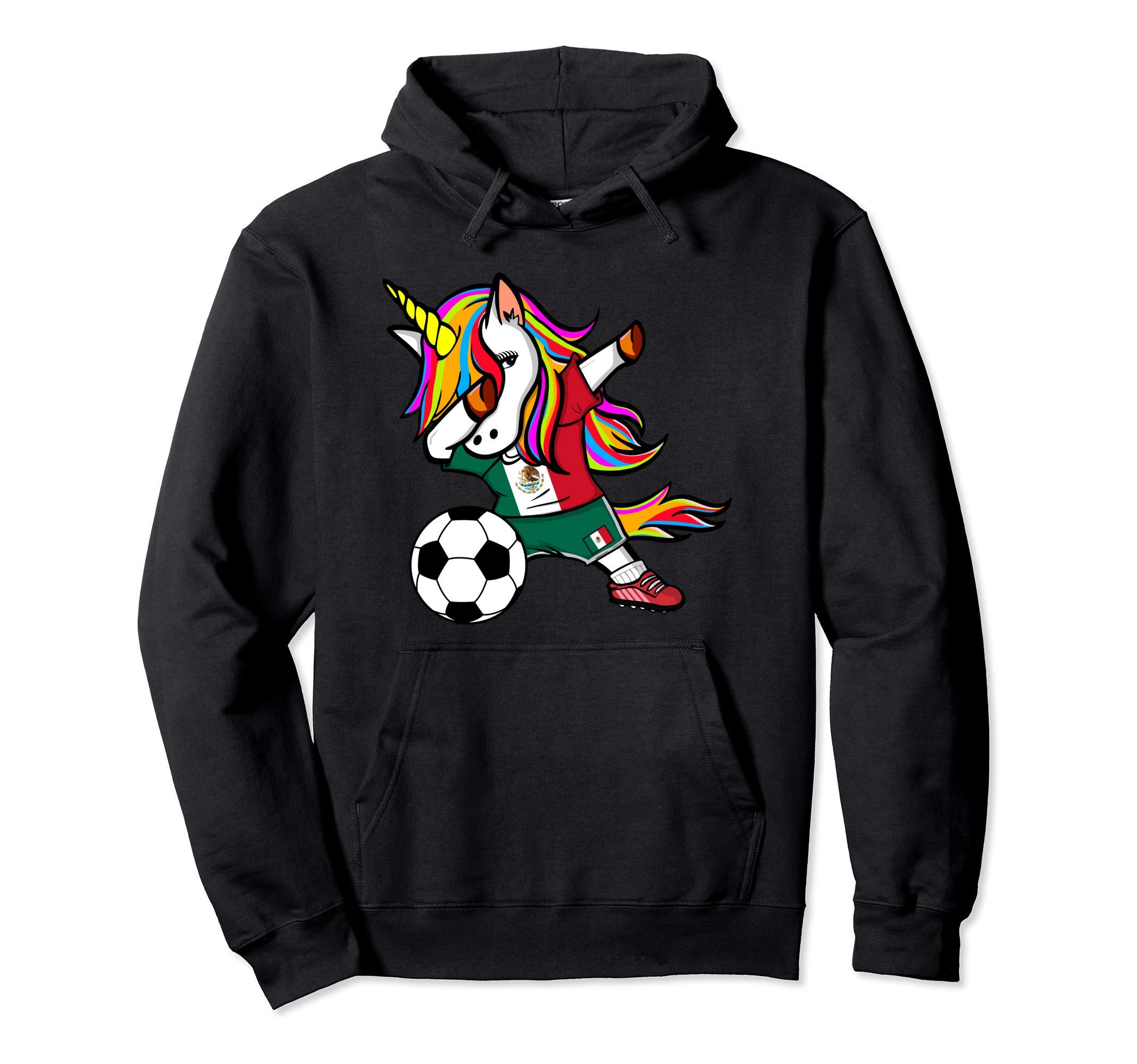 Funny Dabbing Unicorn Mexico Football - Mexican Flag Soccer Pullover Hoodie