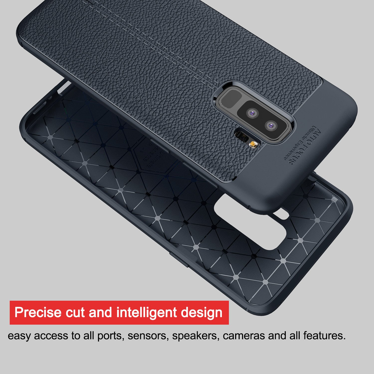 Samsung Galaxy S9 Soft Case, PRODELI Ultra Slim Flexible Leather TPU Protective Case Cover Shockproof,Anti-Scratch,Easy Grip,Full Protective Case for Galaxy S9 (Navy)