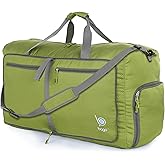 Bago Foldable Duffel Bags for Traveling Women & Men - 60L Medium Packable Duffle Bag for Travel with Shoe Compartment - Water Repellant, Heavy Duty, Lightweight Folding & Collapsible (Green)