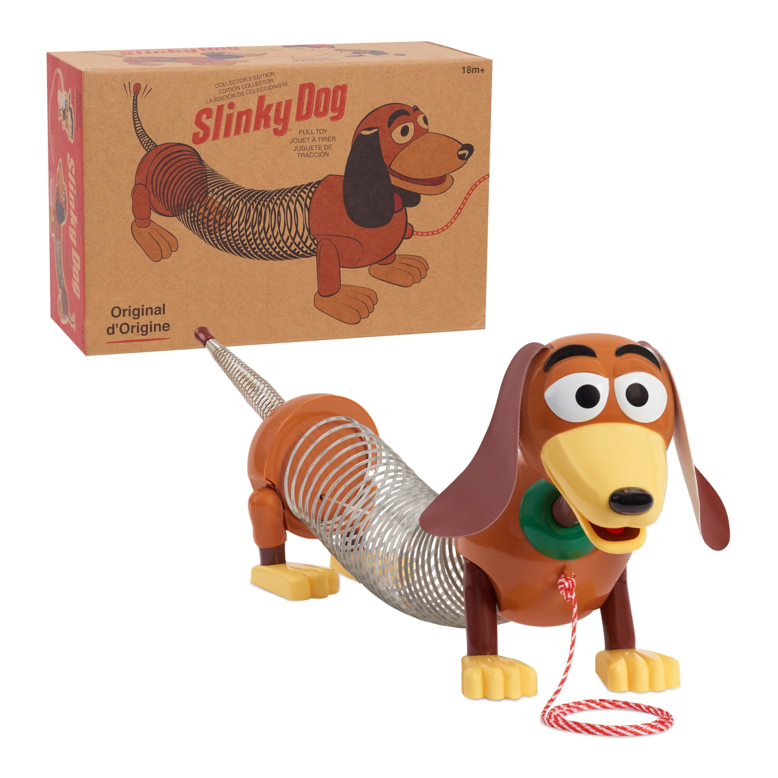 Juguete retro para tirar de perros Slinky, juguete original para caminar, juguete elástico clásico vintage para niños pequeños, niños preescolares de 18 meses en adelante de Just Play