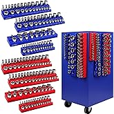 HORUSDY 8-Piece Magnetic Socket Organizer Set, Magnet Socket Holder, 1/4", 3/8", 1/2" Socket Holds 199 Pieces Magnetic Trays. (8-Piece Organizer Set)