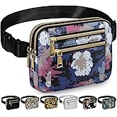 Capolo Fanny Packs for Women Fashion Waist Packs Bag with Adjustable Strap and 4 Zipper Pockets Waterproof Everywhere Crossbody Belt Bag for Workout Running Travelling(Watercolor Print)