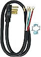 Southwire 9044SW8808 Range Power Cord, 4-Foot, 1/4-Inch Flanged Terminals, Flat Plug, Compatible With Most Standard Free Standing Electrical Ranges With A 4 Conductor Wall Outlet, 125/250-Volt, 50-Amp