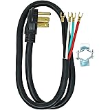 Southwire 9044SW8808 Range Power Cord, 4-Foot, 1/4-Inch Flanged Terminals, Flat Plug, Compatible With Most Standard Free Stan