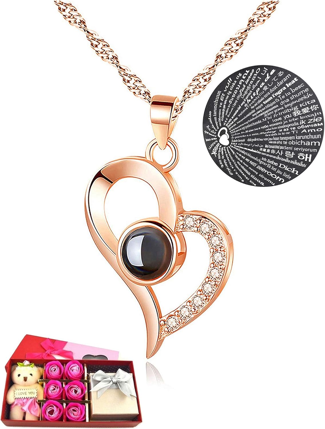 I Love You Necklace 100 Languages Gift Set Romantic Gifts For Her Nano Jewelry Projection Necklace Clothing Shoes Jewelry Necklaces
