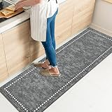 Homcomodar Grey Runner Rug 65x180cm Non Slip Low Pile Hallway Kitchen view 6