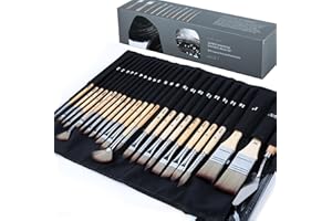 ARTIFY ART SUPPLIES ARTIFY Professional Paint Brush Set – Expert Series Synthetic Nylon Brushes for Acrylic, Oil, Watercolor, Gouache – No Shedding, Canvas Roll Case & Palette Knife, Artist Gifts Art Supplies