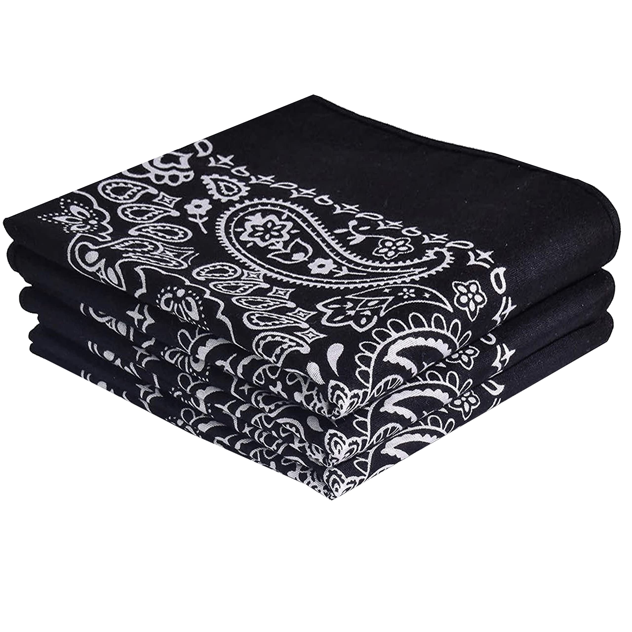 Photo 1 of **MISSING 2** EVERY-VILLE Where EVERYone is Welcome Black Classic Paisley Bandanas - 3 Pack Gift Set, 100% Cotton, 22x22 Inches