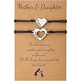Lcbulu Mothers Day Gifts - Mother Daughter Bracelets Jewelry Birthday Gifts for Mom Mothers Day Gift from Daughter Matching Heart Bracelet Set of 2