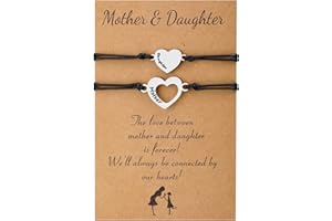 Lcbulu Mothers Day Gifts - Mother Daughter Bracelets Jewelry Birthday Gifts for Mom Mothers Day Gift from Daughter Matching Heart Bracelet Set of 2