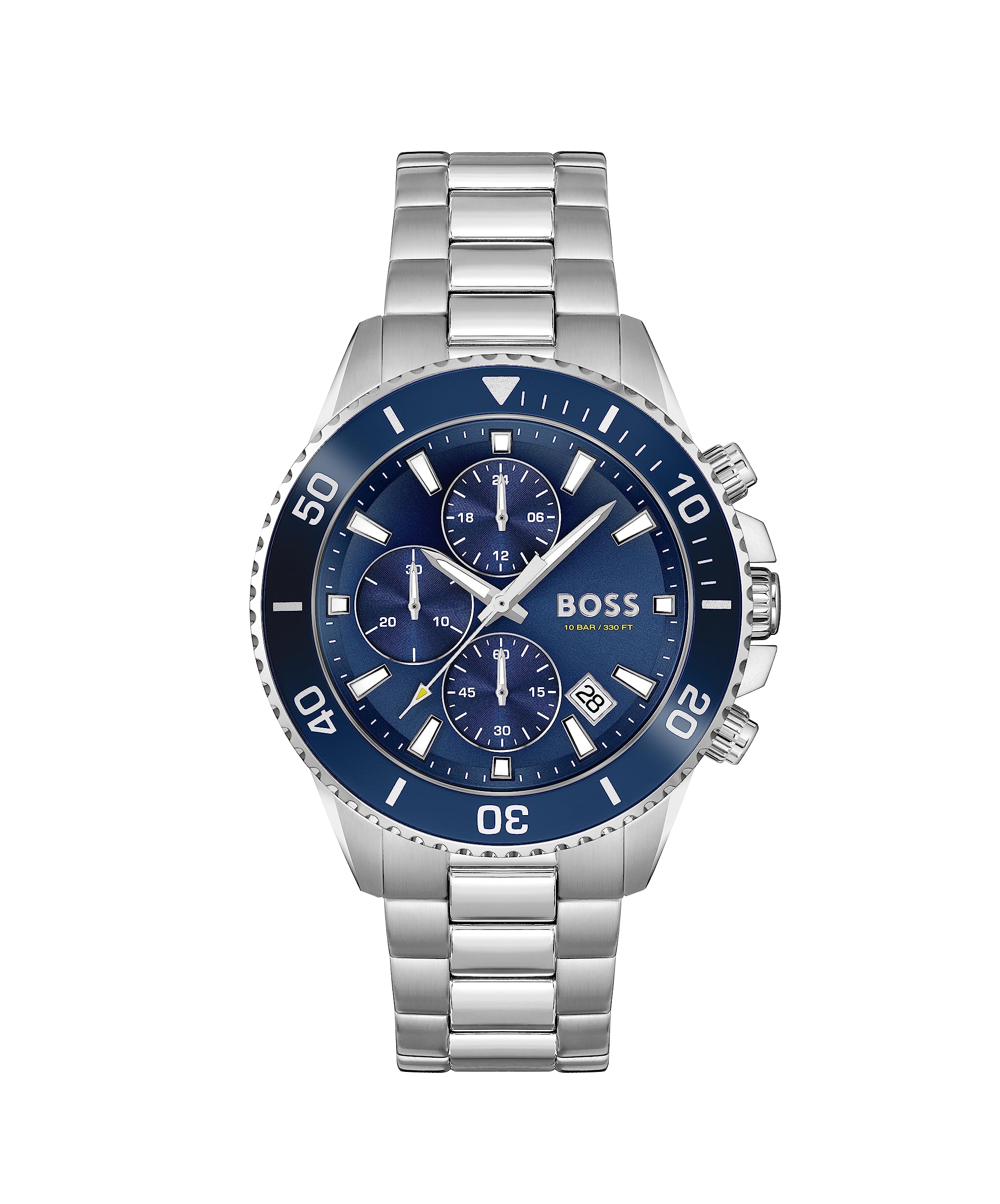 BOSS Chronograph Quartz Watch for Men Admiral Collection with Silver Stainless Steel Bracelet - 1513907
