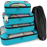 Shacke 5 Set Packing Cubes for Travel with Laundry Bag (Aqua Teal) | Suitcase Organizer Bags Set: 4 Water-Resistant Luggage Cubes, XL to Small, + Laundry Bag for Carry-On or Checked